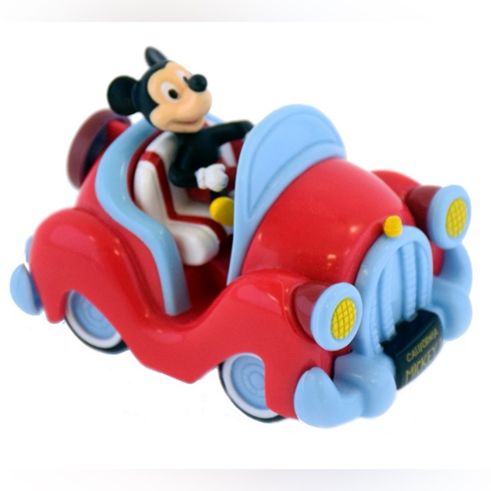 Vintage Disney Mickey Mouse pull back, convertible red car. California Mickey